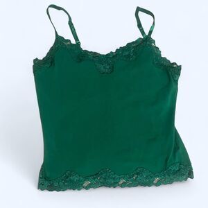 St-john's-Bay Women's Green Lace-Lined Tank Top